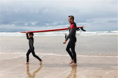 "Father and Son Surf Day: A Tale of Adventure and Sustainability"